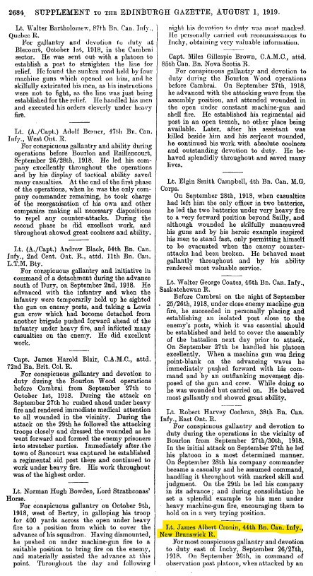 Edinburgh Gazette, August 1, 1919 (part 1)